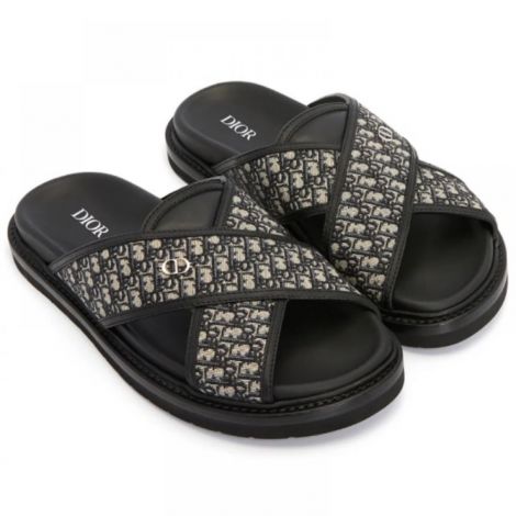 Dior Terlik Oblique Aqua Siyah - Christian Dior Erkek Terlik Christian Dior Terlik Christian Dior Men Sandals Christian Dior Oblique Aqua Terlik Siyah