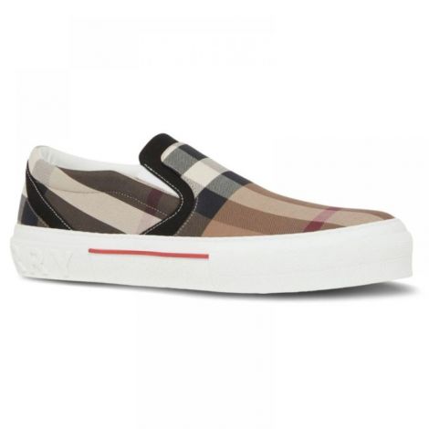 Burberry Ayakkabı Exaggerared Check Bej - Burberry Erkek Ayakkabi Burberry Ayakkabi Burberry Men Shoes Burberry Exaggerared Check Slip On Bej