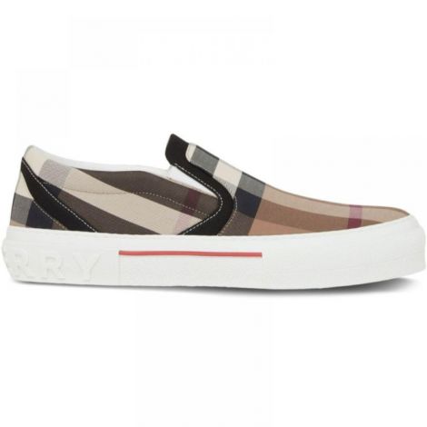 Burberry Ayakkabı Exaggerared Check Bej - Burberry Erkek Ayakkabi Burberry Ayakkabi Burberry Men Shoes Burberry Exaggerared Check Slip On Bej