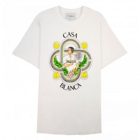 Casablanca Tişört Le Joueur Beyaz - Casablanca Erkek Tisort Casablanca Men T Shirt Casablanca Tisort Casablanca Le Joueur T Shirt Beyaz