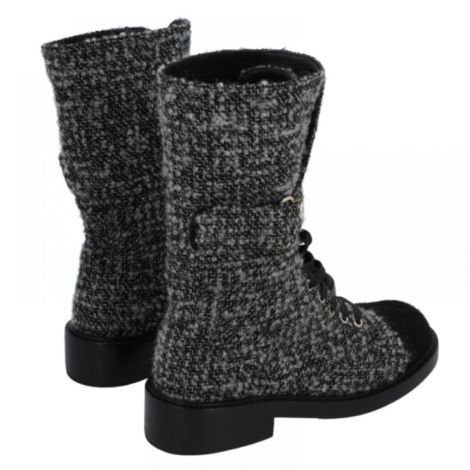 Chanel Tweed Bot Siyah - Chanel Kadin Bot Chanel Bot Chanel Women Boots Chanel Tweed Bot Siyah