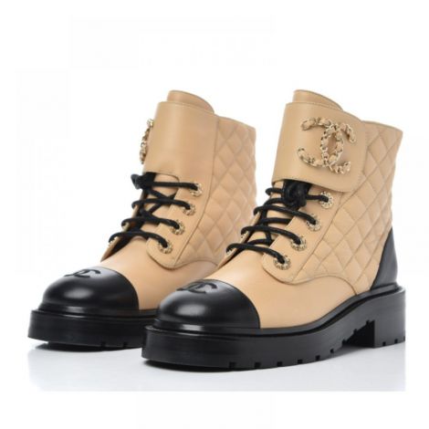 Chanel Combat Bot Bej - Chanel Kadin Bot Chanel Bot Chanel Women Boots Chanel Combat Bot Kadin Bej