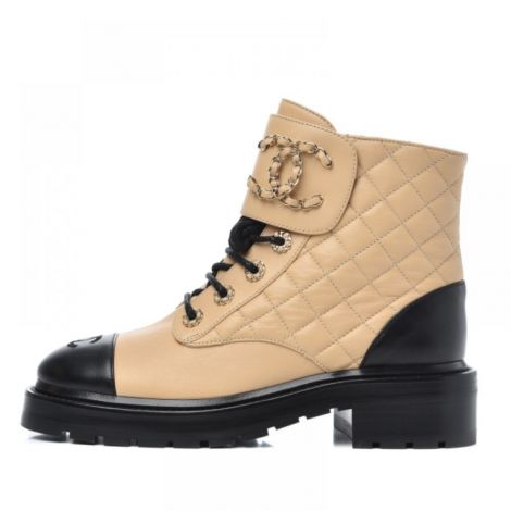 Chanel Combat Bot Bej - Chanel Kadin Bot Chanel Bot Chanel Women Boots Chanel Combat Bot Kadin Bej