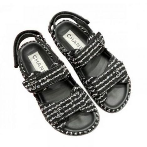 Chanel Sandalet Siyah/Beyaz - Chanel Kadin Sandalet Chanel Sandalet Chanel Women Sandals Chanel Velcro Dad Sandals Black White Chanel Kadin Cirt Cirtli Sandalet Siyah Beyaz