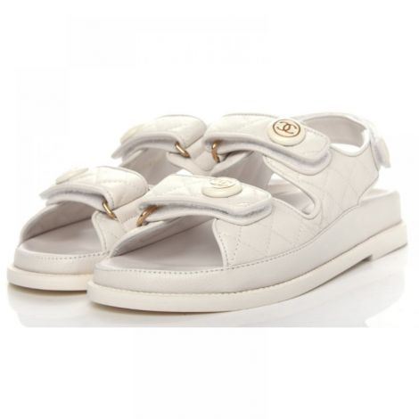 Chanel Sandalet Velcro Dad Beyaz - Chanel Kadin Sandalet Chanel Sandalet Chanel Women Sandals Chanel Velcro Dad Sandals White Beyaz