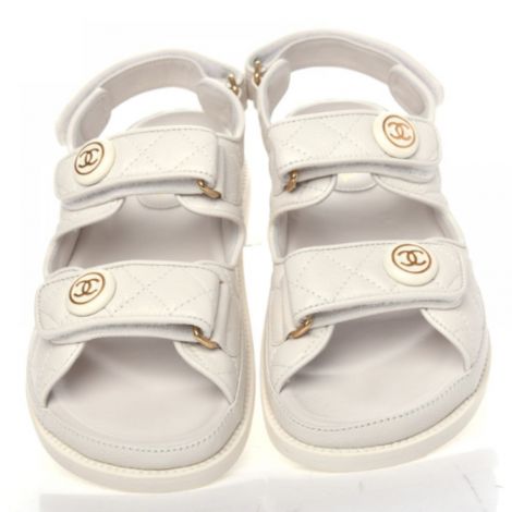 Chanel Sandalet Velcro Dad Beyaz - Chanel Kadin Sandalet Chanel Sandalet Chanel Women Sandals Chanel Velcro Dad Sandals White Beyaz