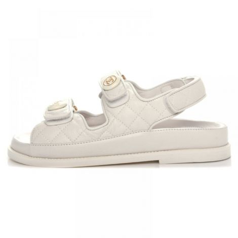 Chanel Sandalet Velcro Dad Beyaz - Chanel Kadin Sandalet Chanel Sandalet Chanel Women Sandals Chanel Velcro Dad Sandals White Beyaz