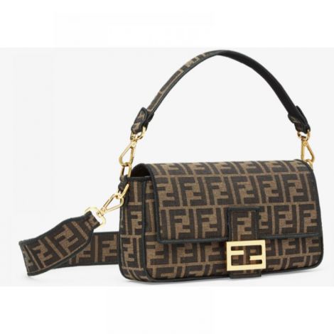 Fendi Çanta Baguette FF Jacquard Kahverengi - Fendi Kadin Canta Fendi Canta Fendi Baguette FF Jacquard Kahverengi