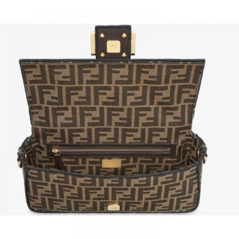 Fendi Çanta Baguette FF Jacquard Kahverengi - Fendi Kadin Canta Fendi Canta Fendi Baguette FF Jacquard Kahverengi