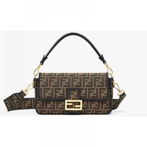 Fendi Çanta Baguette FF Jacquard Kahverengi - Fendi Kadin Canta Fendi Canta Fendi Baguette FF Jacquard Kahverengi