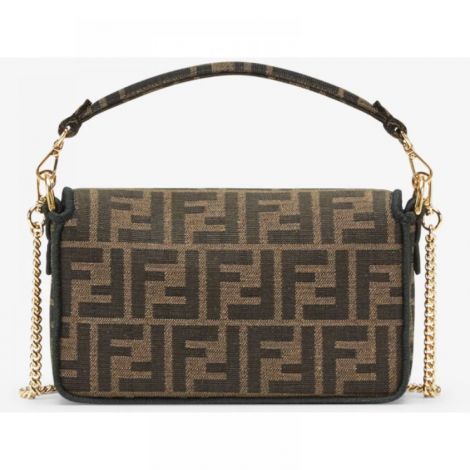 Fendi Çanta Baguette Mini FF Jacquard Kahverengi - Fendi Kadin Canta Fendi Canta Fendi Baguette Mini FF Jacquard Kahverengi