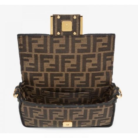 Fendi Çanta Baguette Mini FF Jacquard Kahverengi - Fendi Kadin Canta Fendi Canta Fendi Baguette Mini FF Jacquard Kahverengi