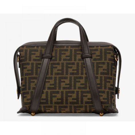 Fendi Çanta Boston 365 FF Jacquard Kahverengi - Fendi Kadin Canta Fendi Canta Fendi Boston 365 FF Jacquard Kahverengi