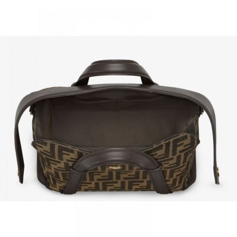 Fendi Çanta Boston 365 FF Jacquard Kahverengi - Fendi Kadin Canta Fendi Canta Fendi Boston 365 FF Jacquard Kahverengi