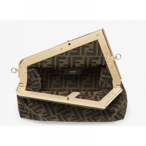 Fendi Çanta FF Jacquard Kahverengi - Fendi Kadin Canta Fendi Canta Fendi First FF Jacquard Kahverengi