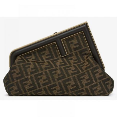 Fendi Çanta FF Jacquard Kahverengi - Fendi Kadin Canta Fendi Canta Fendi First FF Jacquard Kahverengi