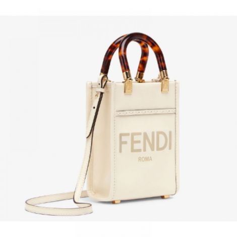 Fendi Çanta Sunshine Shopper Beyaz - Fendi Kadin Canta Fendi Canta Fendi Sunshine Shopper Beyaz