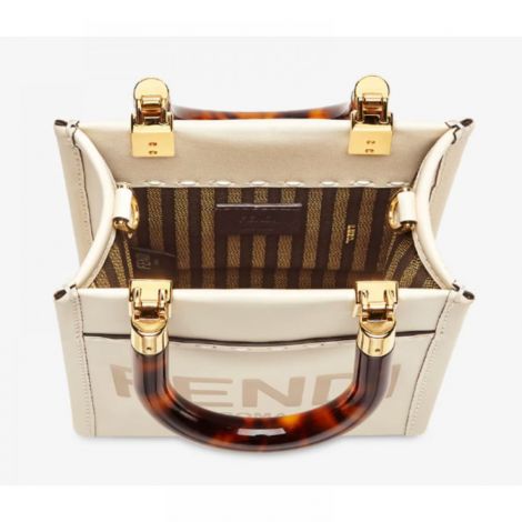 Fendi Çanta Sunshine Shopper Beyaz - Fendi Kadin Canta Fendi Canta Fendi Sunshine Shopper Beyaz