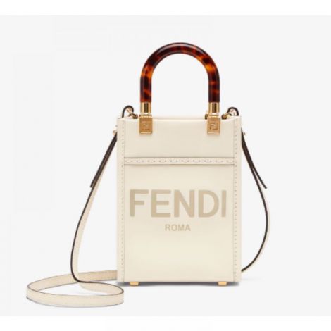 Fendi Çanta Sunshine Shopper Beyaz - Fendi Kadin Canta Fendi Canta Fendi Sunshine Shopper Beyaz