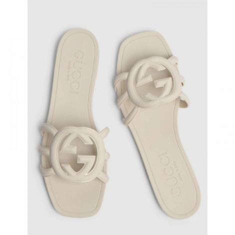 Gucci Terlik Interlocking G Beyaz - Gucci Terlik Gucci Kadin Terlik Gucci Women Slide Sandal Gucci Interlocking G Terlik Beyaz