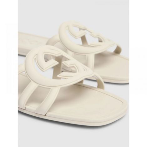 Gucci Terlik Interlocking G Beyaz - Gucci Terlik Gucci Kadin Terlik Gucci Women Slide Sandal Gucci Interlocking G Terlik Beyaz