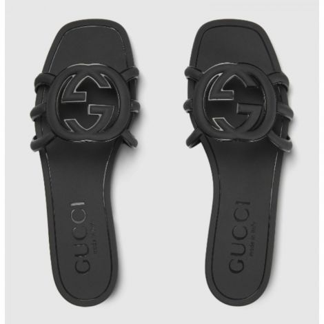 Gucci Terlik Interlocking G Siyah - Gucci Terlik Gucci Kadin Terlik Gucci Women Slide Sandal Gucci Interlocking G Terlik Siyah