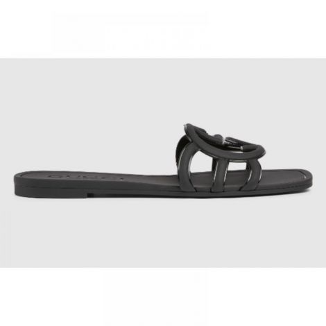 Gucci Terlik Interlocking G Siyah - Gucci Terlik Gucci Kadin Terlik Gucci Women Slide Sandal Gucci Interlocking G Terlik Siyah