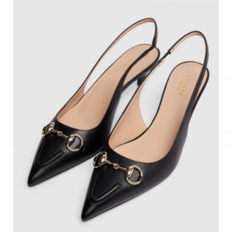 Gucci Topuklu Ayakkabı Horsebit Siyah - Gucci Topuklu Ayakkabi Gucci Ayakkabi Gucci Woman Shoes Gucci Slingback Pump Gucci Horsebit Topuklu Ayakkabi Siyah