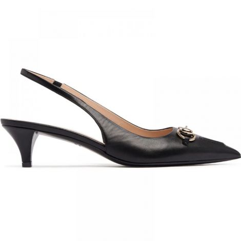 Gucci Topuklu Ayakkabı Horsebit Siyah - Gucci Topuklu Ayakkabi Gucci Ayakkabi Gucci Woman Shoes Gucci Slingback Pump Gucci Horsebit Topuklu Ayakkabi Siyah