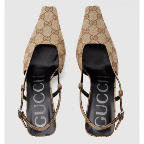 Gucci Topuklu Ayakkabı GG  Bej - Gucci Topuklu Ayakkabi Gucci Kadin Ayakkabi Gucci Women Slingback Pump Gucci GG Topuklu Ayakkabi Bej