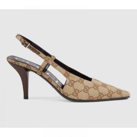 Gucci Topuklu Ayakkabı GG  Bej - Gucci Topuklu Ayakkabi Gucci Kadin Ayakkabi Gucci Women Slingback Pump Gucci GG Topuklu Ayakkabi Bej