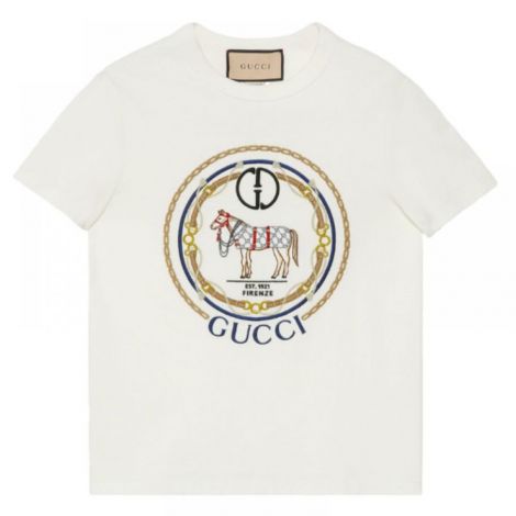 Gucci Tişört Horse Beyaz - Gucci Erkek Tisort Gucci Tisort Gucci Men T Shirt Gucci Horse T Shirt Beyaz