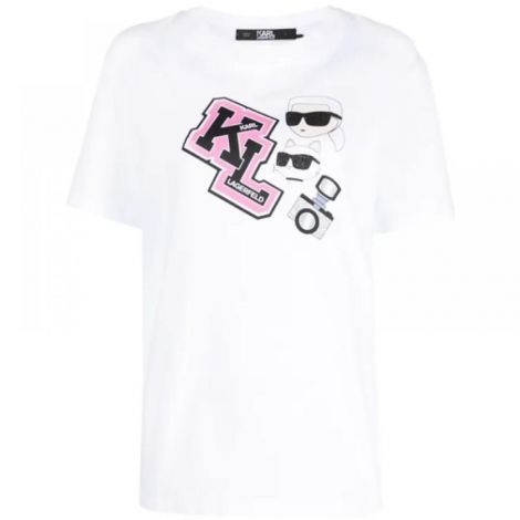 Karl Lagerfeld Tişört Ikonik Varstiy Beyaz - Karl Lagerfeld Tisort Karl Lagerfeld Kadin Tisort Karl Lagerfeld Ikonik Varstiy T Shirt Beyaz