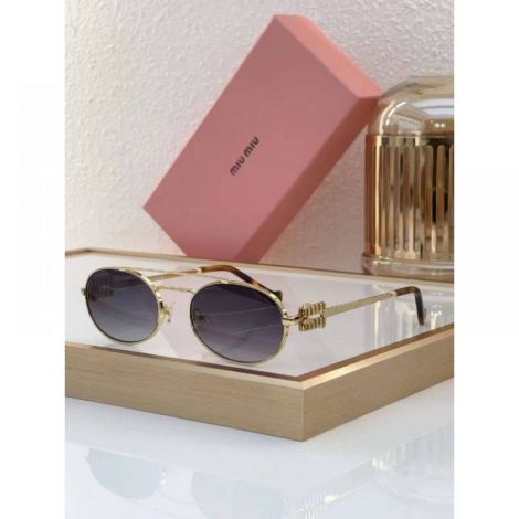 Miu Miu Gözlük Oval Çerçeve Füme - Miu Miu Gozluk Miu Miu Gunes Gozlugu Miu Miu Sunglasses Oval Cerceve Miu Miu Siyah