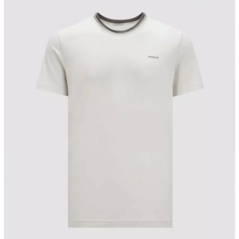 Moncler Tişört Logo  Beyaz - Moncler Tisort Moncler Erkek Tisort Moncler T Shirt Moncler Logo T Shirt Beyaz