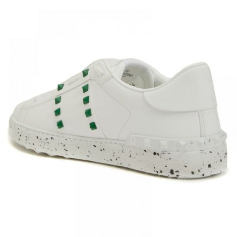 Valentino Ayakkabı Rockstud Beyaz/Yeşil - Valentino Erkek Ayakkabi Valentino Ayakkabi Valentino Sneaker Valentino Rockstud Sneaker Beyaz Yesil