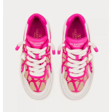 Valentino Ayakkabı One Stud XL Pembe-Bej - Valentino Garavani Ayakkabi Valentino Garavani Kadin Ayakkabi Valentino Garavani Women Sneakers Valentino Garavani One Stud XL Sneaker Bej Pembe