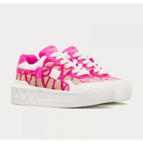 Valentino Ayakkabı One Stud XL Pembe-Bej - Valentino Garavani Ayakkabi Valentino Garavani Kadin Ayakkabi Valentino Garavani Women Sneakers Valentino Garavani One Stud XL Sneaker Bej Pembe