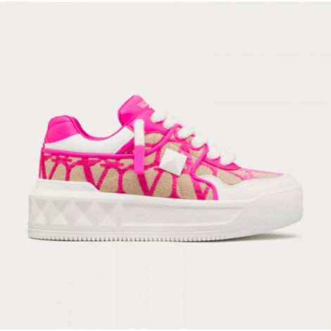 Valentino Ayakkabı One Stud XL Pembe-Bej - Valentino Garavani Ayakkabi Valentino Garavani Kadin Ayakkabi Valentino Garavani Women Sneakers Valentino Garavani One Stud XL Sneaker Bej Pembe