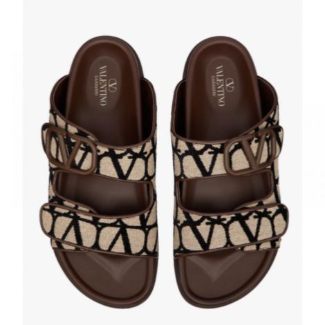 Valentino Terlik Vlogo Toile Iconographe Bej - Valentino Garavani Erkek Terlik Valentino Garavani Terlik Valentino Garavani Men Slipper Valentino Garavani  Vlogo Toile Iconographe Sandals Bej