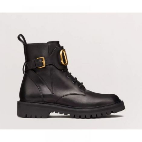 Valentino VLogo Signature Combat Bot Siyah - Valentino Garavani Kadin Bot Valentino Garavani Bot Valentino Garavani Women Boot Valentino Garavani VLogo Signature Combat Boot Siyah