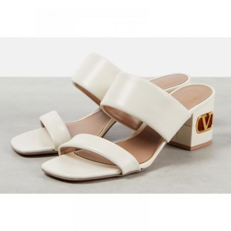 Valentino Topuklu Terlik Heritage Mules Beyaz - Valentino Kadin Terlik Valentino Topuklu Terlik Valentino Heritage Mules Beyaz