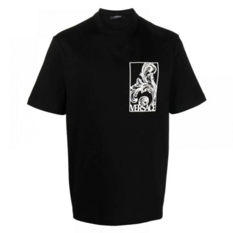 Versace Palmette Siyah - Versace Erkek Tisort Versace Tisort Versace Men T Shirt Versace T Shirt Versace Palmette T Shirt Siyah